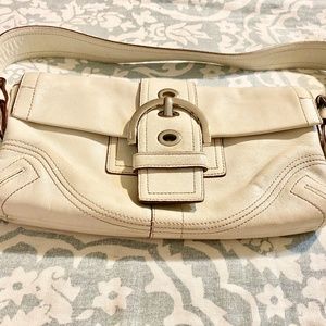 OFF WHITE COACH SMALL LEATHER HOBO SHOULDER BAG